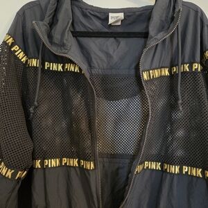 PINK Victoria's Secret Black Mesh Zip Up Jacket
